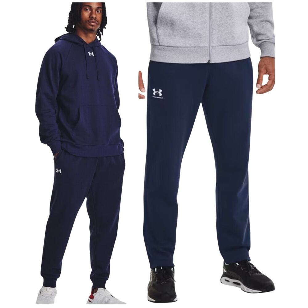 NWT Under Armour Men’s Rival Fleece Loose Fit Joggers Navy Blue Size 2XL